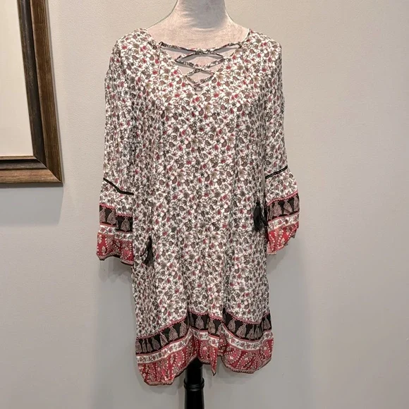 eesome floral print tunic dress NWT L - Picture 2 of 12